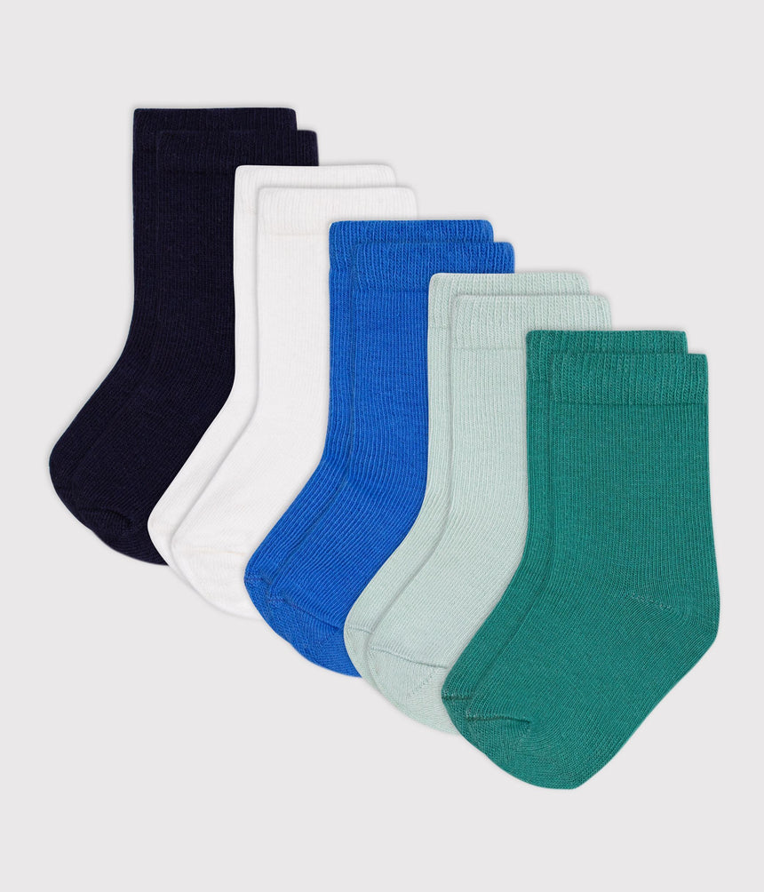 BABIES' PLAIN COTTON SOCKS - 5-PACK