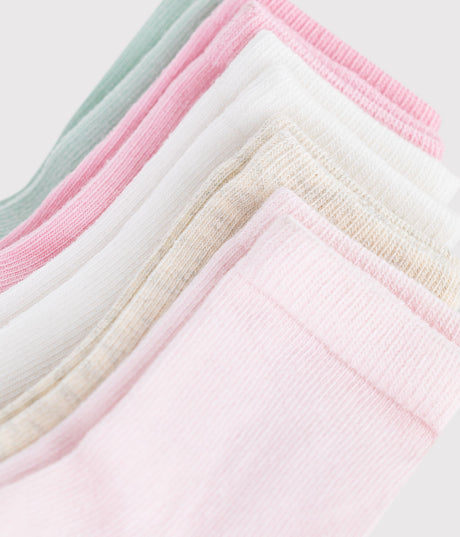 BABIES' PLAIN COTTON SOCKS - 5-PACK
