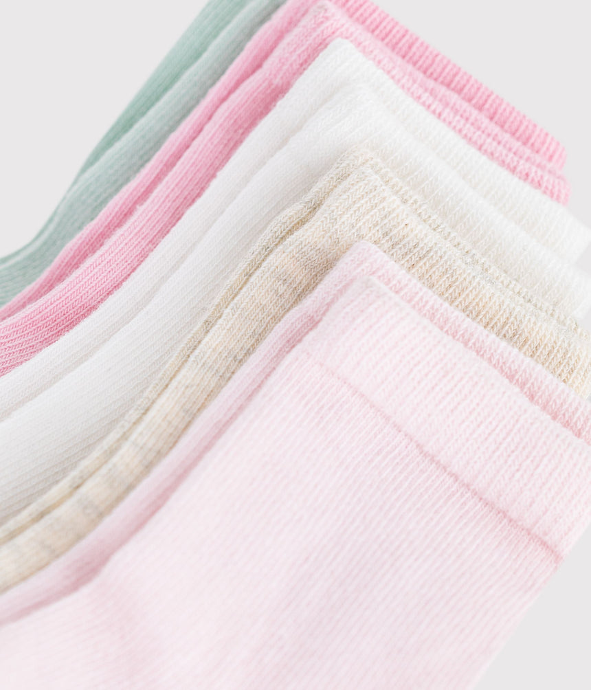 BABIES' PLAIN COTTON SOCKS - 5-PACK