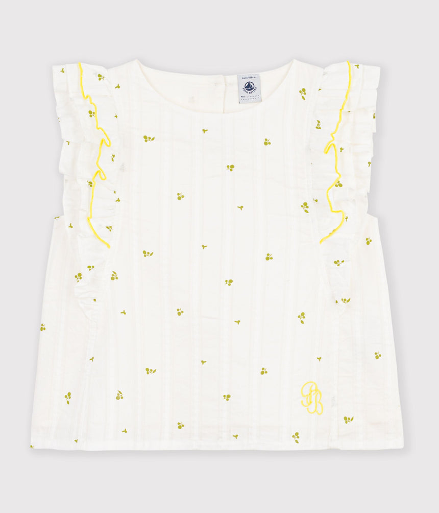 CHILDREN'S SLEEVELESS FLORAL PRINT COTTON BLOUSE