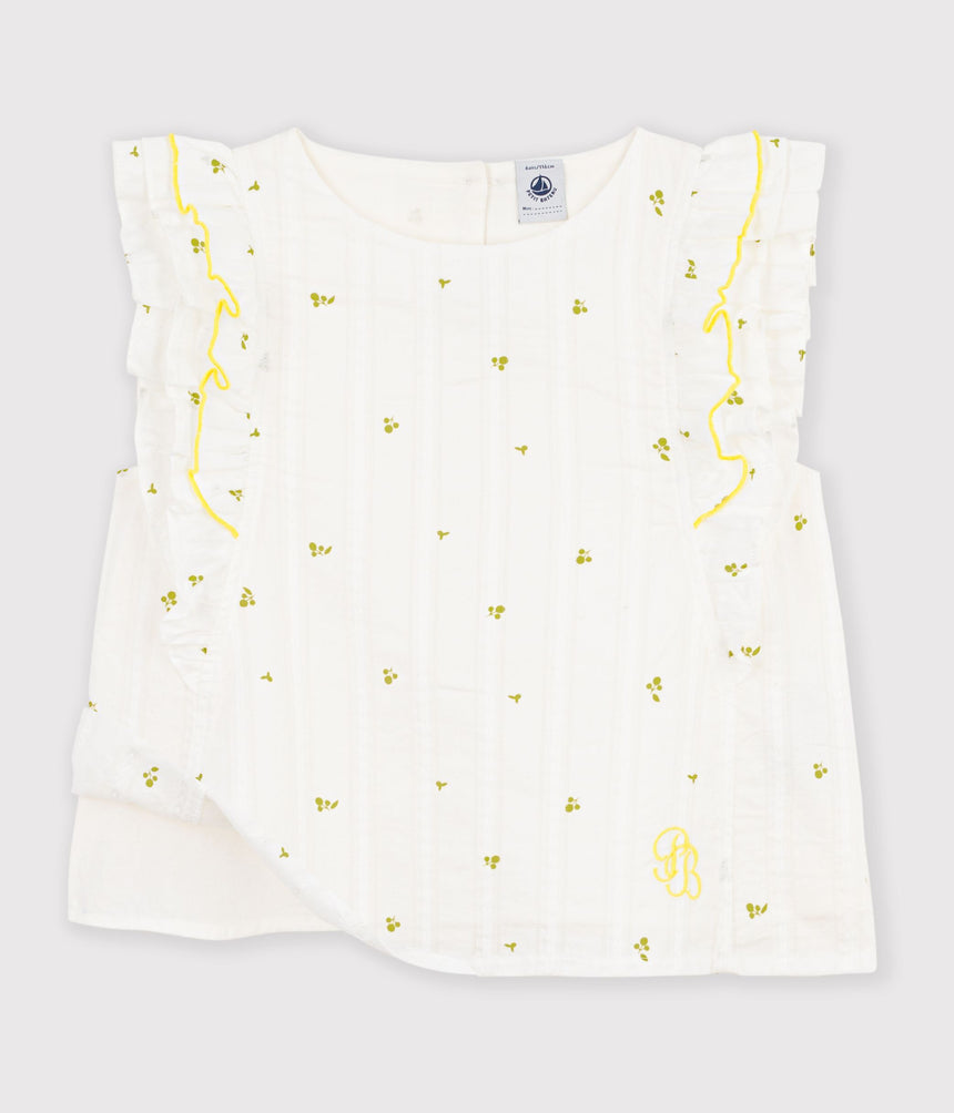 CHILDREN'S SLEEVELESS FLORAL PRINT COTTON BLOUSE