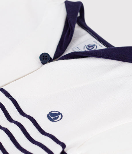 BABIES' SHORT-SLEEVED COTTON T-SHIRT WITH BRETON STRIPES