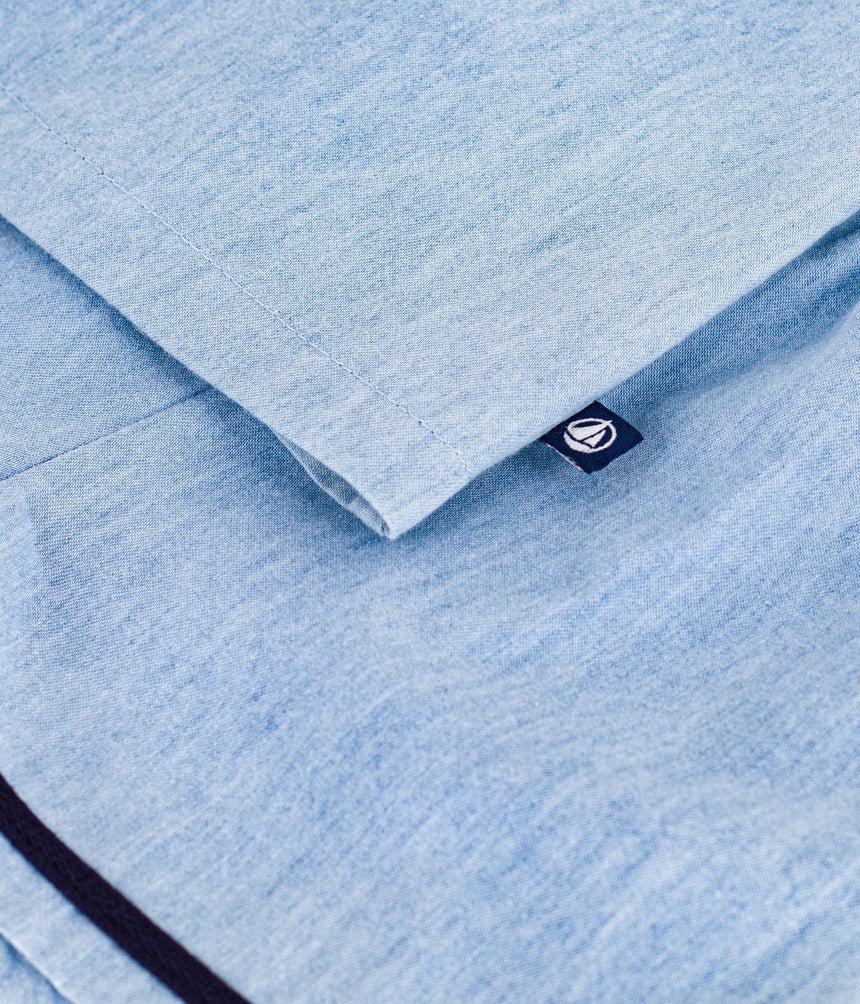 BABIES' 2-PIECE SET IN CHAMBRAY INCLUDING A T-SHIRT WITH A SAILOR COLLAR