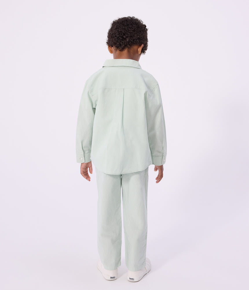 CHILDREN'S LONG-SLEEVED PLAIN COTTON SHIRT