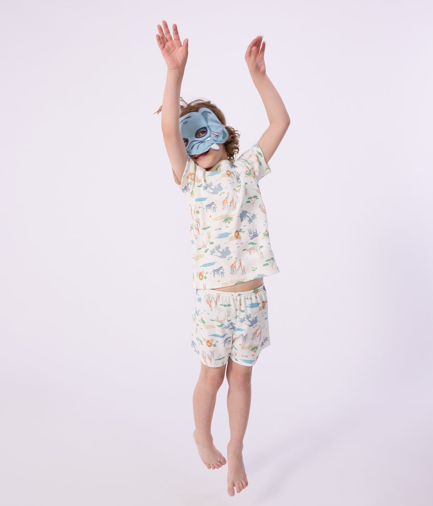 CHILDREN'S SHORT SAVANNAH PRINT COTTON FANCY DRESS PYJAMAS