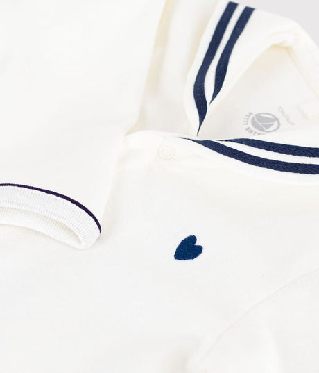 BABIES' FOOTLESS COTTON PYJAMA SUIT WITH A SAILOR COLLAR