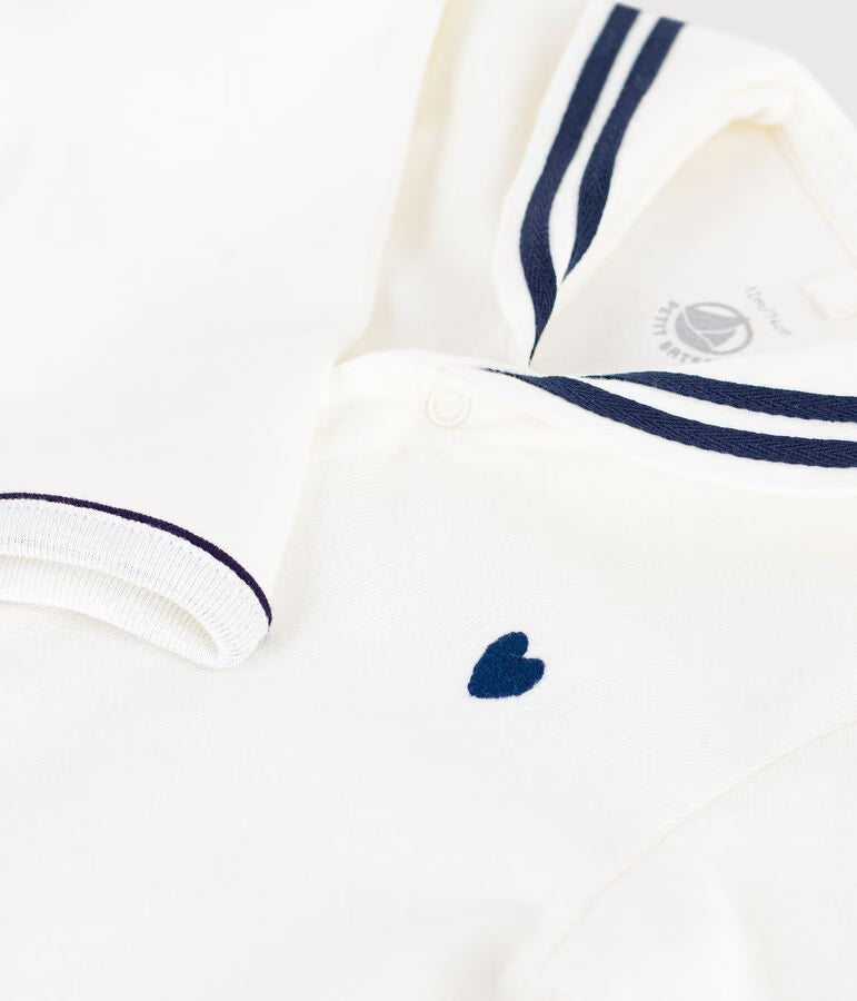 BABIES' FOOTLESS COTTON PYJAMA SUIT WITH A SAILOR COLLAR
