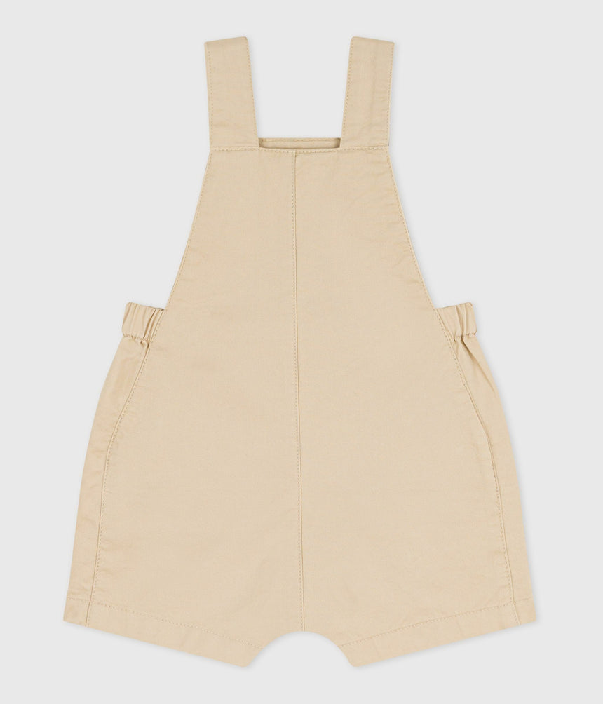BABIES' SHORT-LEGGED PLAIN COTTON TWILL DUNGAREES