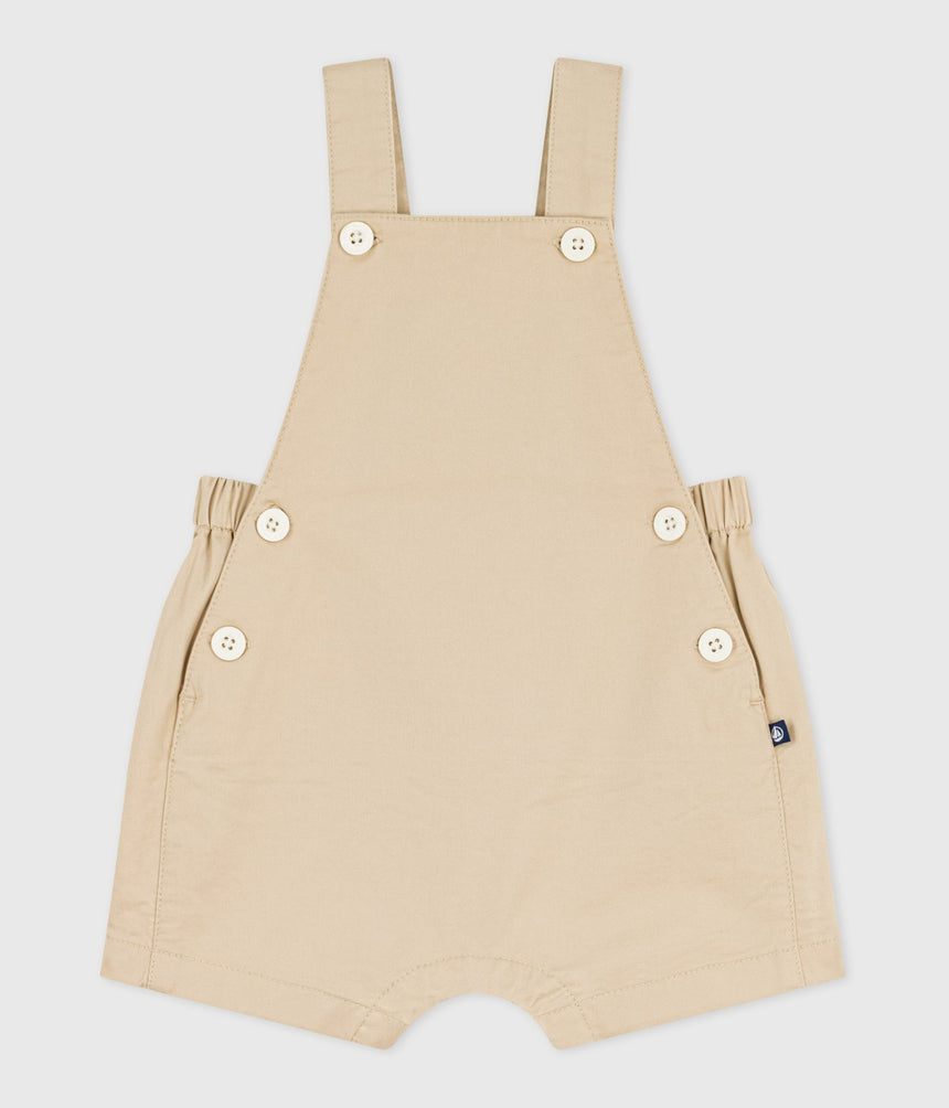 BABIES' SHORT-LEGGED PLAIN COTTON TWILL DUNGAREES