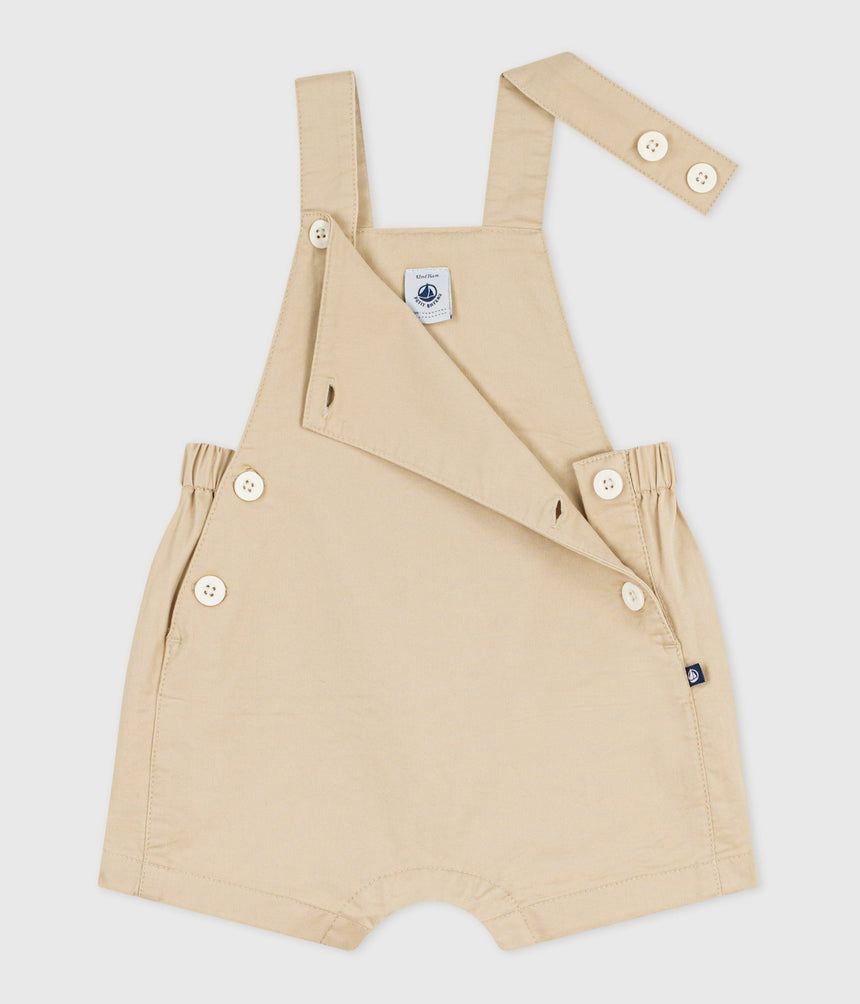 BABIES' SHORT-LEGGED PLAIN COTTON TWILL DUNGAREES