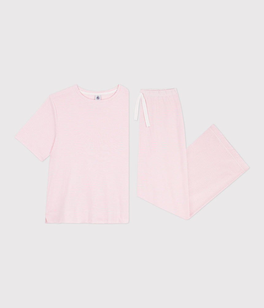 WOMEN'S WIDE-LEG STRIPY COTTON PYJAMAS