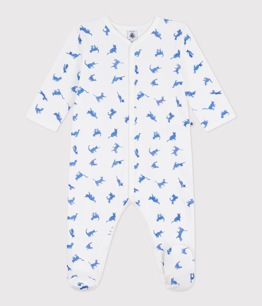 BABIES' CAT PRINT TUBE KNIT PYJAMA SUIT