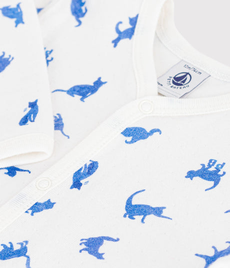 BABIES' CAT PRINT TUBE KNIT PYJAMA SUIT