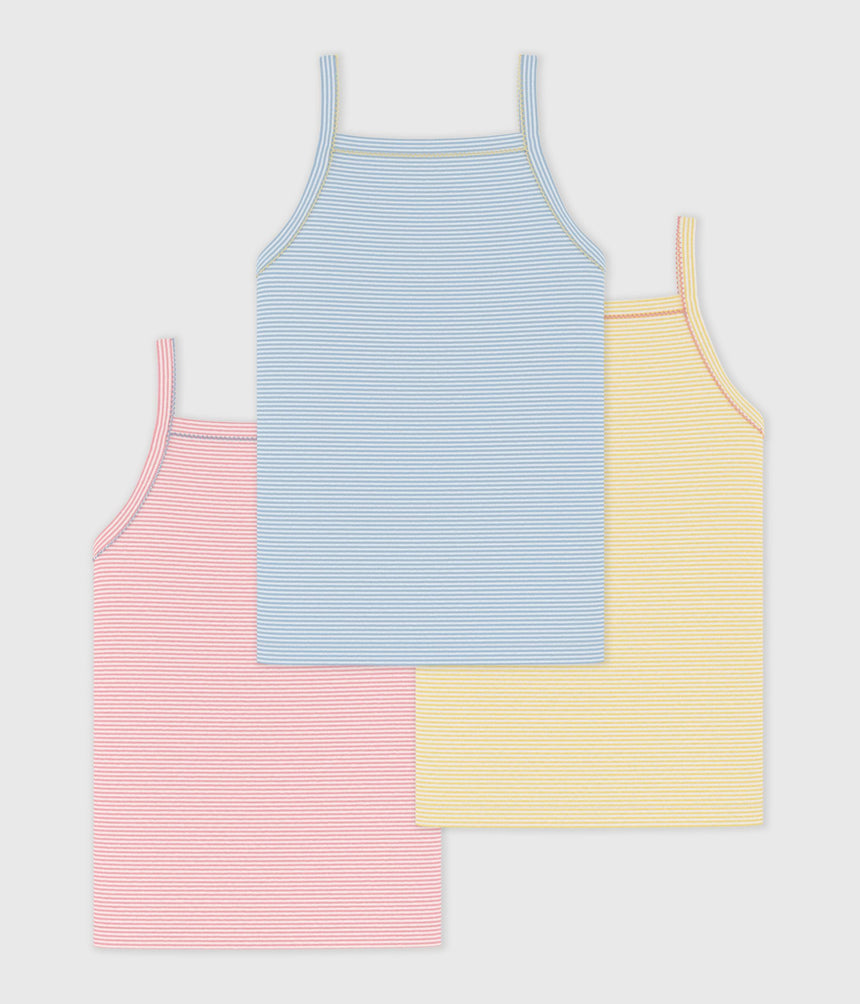 PACK OF CHILDREN'S STRIPY COTTON TANK TOPS