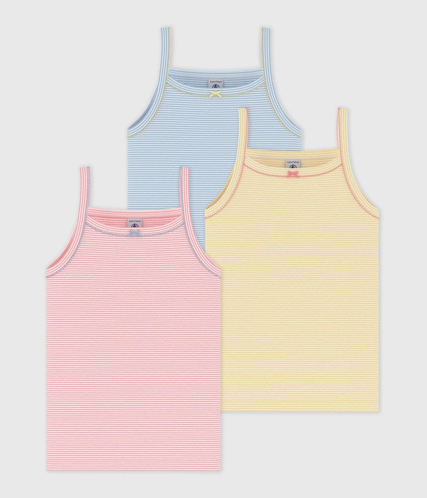 PACK OF CHILDREN'S STRIPY COTTON TANK TOPS