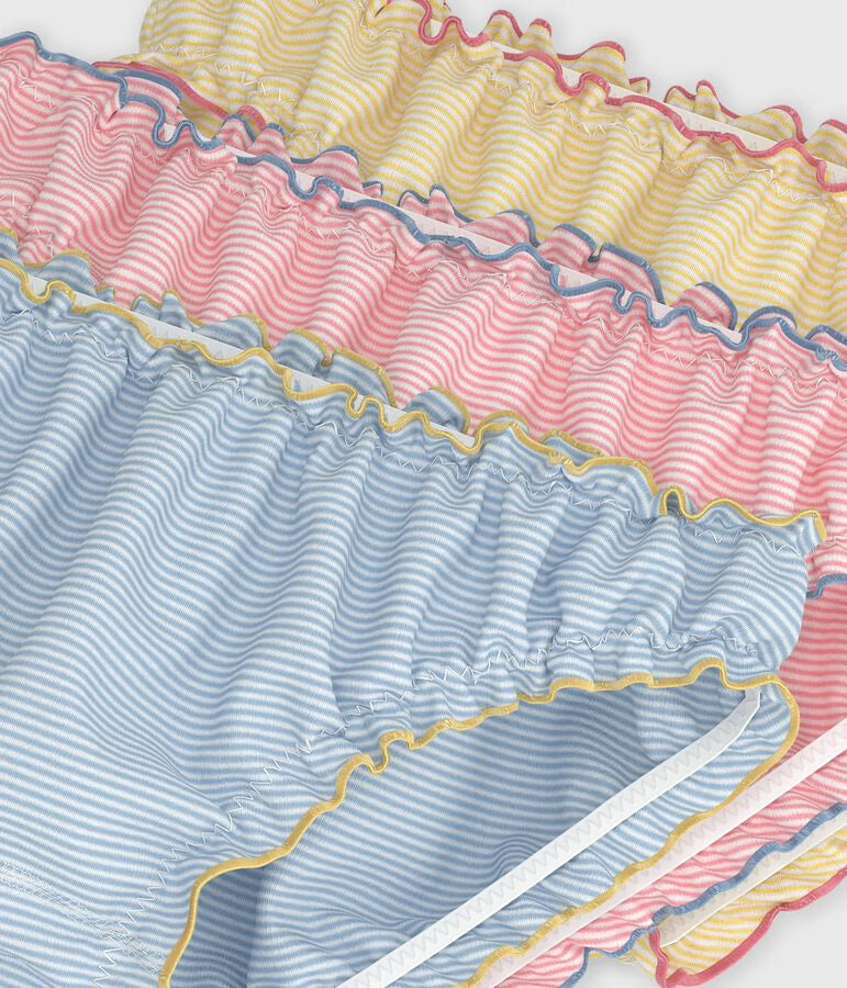 PACK OF CHILDREN'S RUCHED STRIPY COTTON PANTS