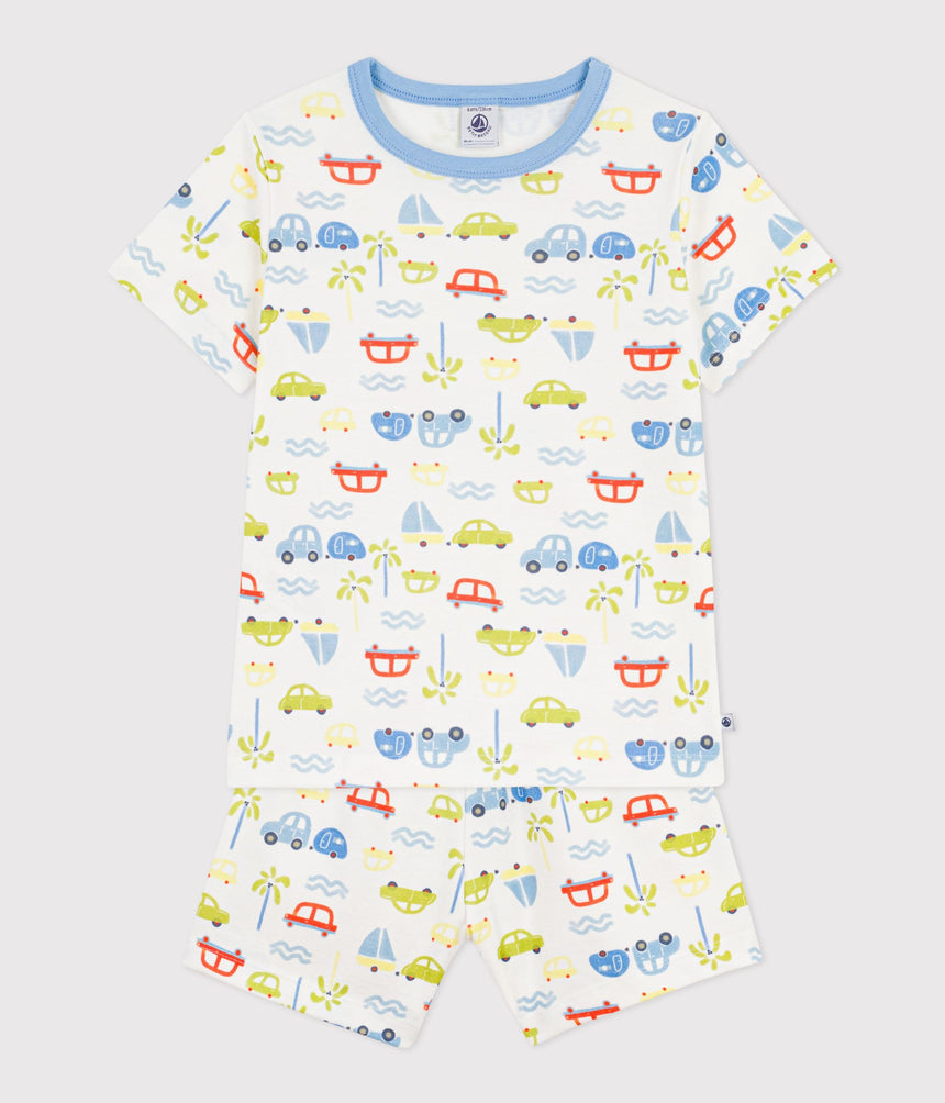 CHILDREN'S SHORT CAR PRINT COTTON PYJAMAS