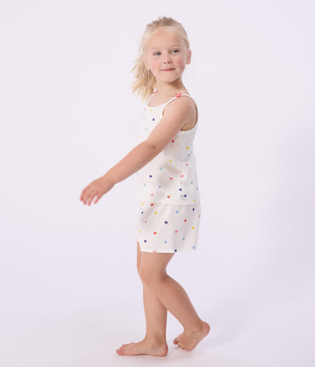 CHILDREN'S SHORT AND STRAPPY HEART PRINT COTTON PYJAMAS