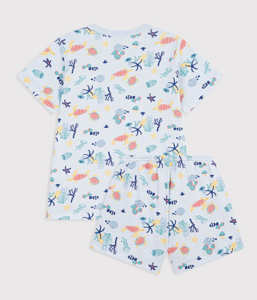 CHILDREN'S SHORT GLOW-IN-THE-DARK PRINTED COTTON PYJAMAS