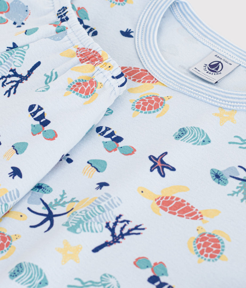 CHILDREN'S SHORT GLOW-IN-THE-DARK PRINTED COTTON PYJAMAS