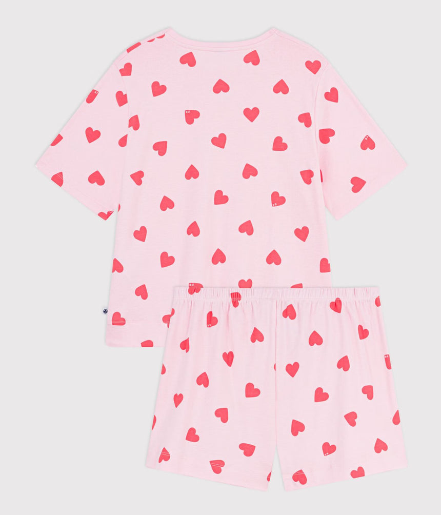 WOMEN'S SHORT HEART PRINT COTTON PYJAMAS