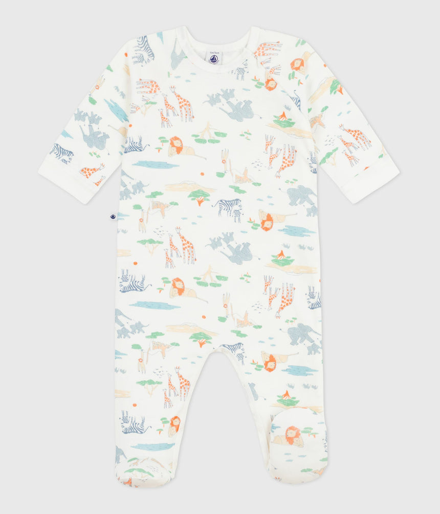 BABIES' SAVANNAH PRINT COTTON PYJAMA SUIT WITH A ZIP