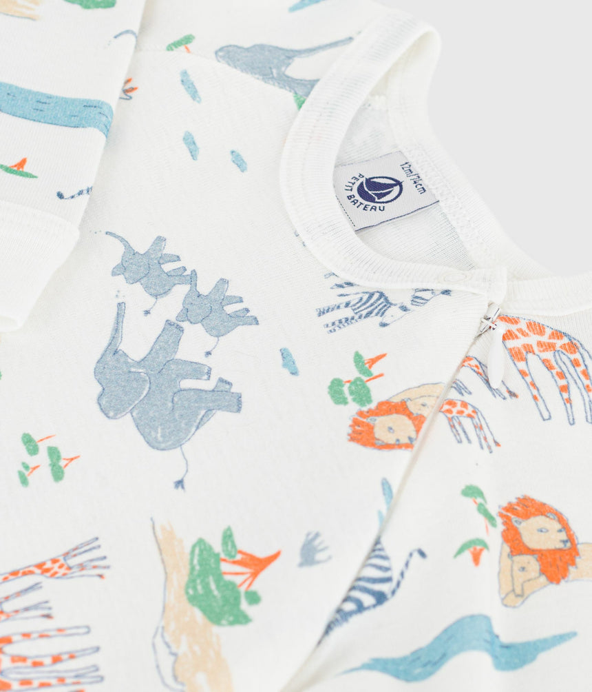 BABIES' SAVANNAH PRINT COTTON PYJAMA SUIT WITH A ZIP