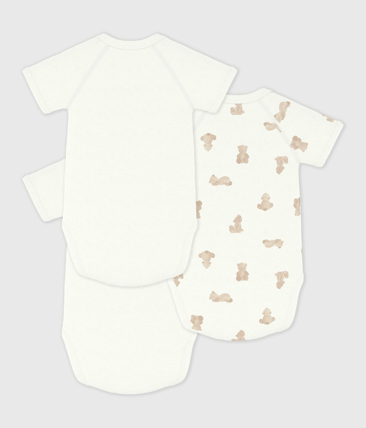 PACK OF BABIES' SHORT-SLEEVED PRINTED COTTON WRAPOVER BODIES