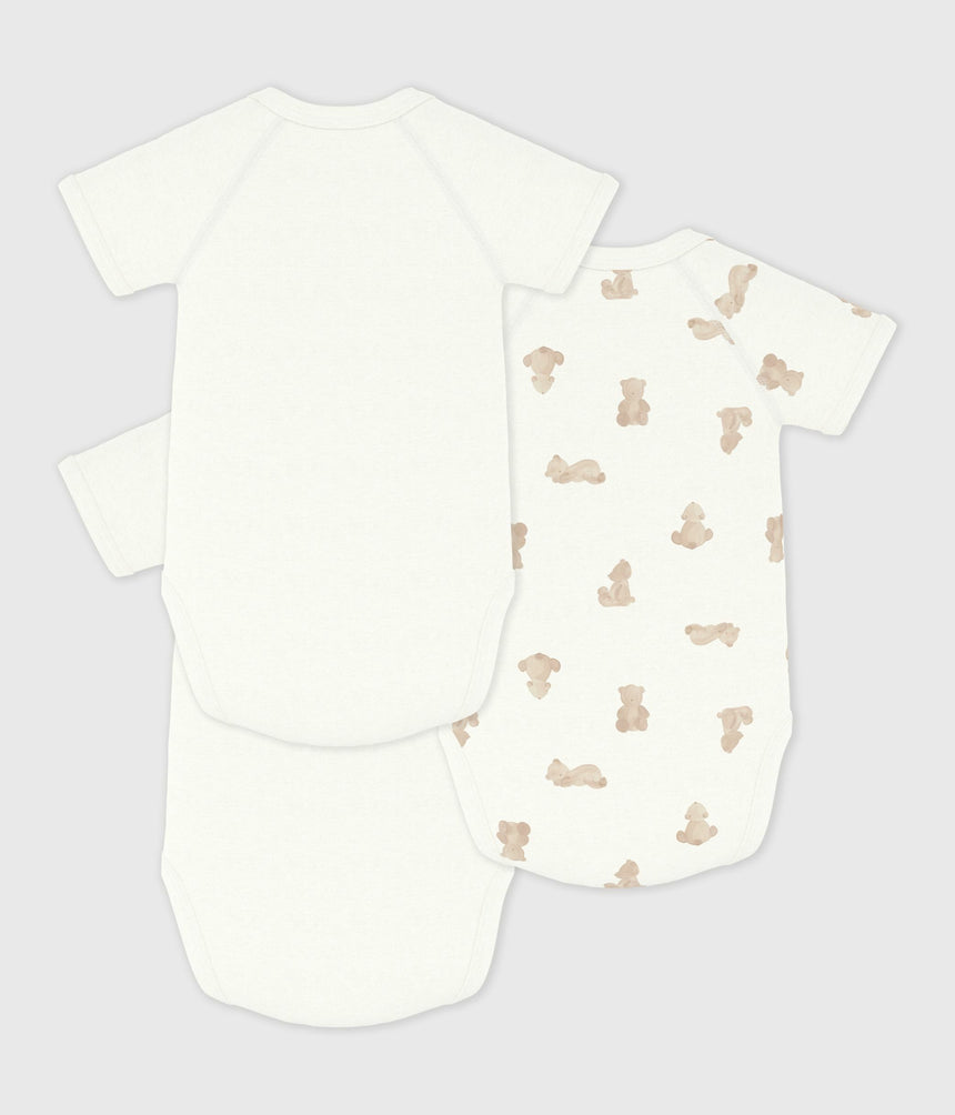 PACK OF BABIES' SHORT-SLEEVED PRINTED COTTON WRAPOVER BODIES