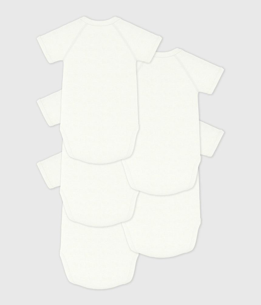 PACK OF BABIES' PLAIN COTTON SHORT-SLEEVED CROSSOVER BODIES