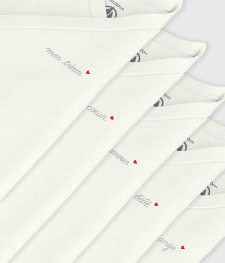 PACK OF BABIES' PLAIN COTTON SHORT-SLEEVED CROSSOVER BODIES