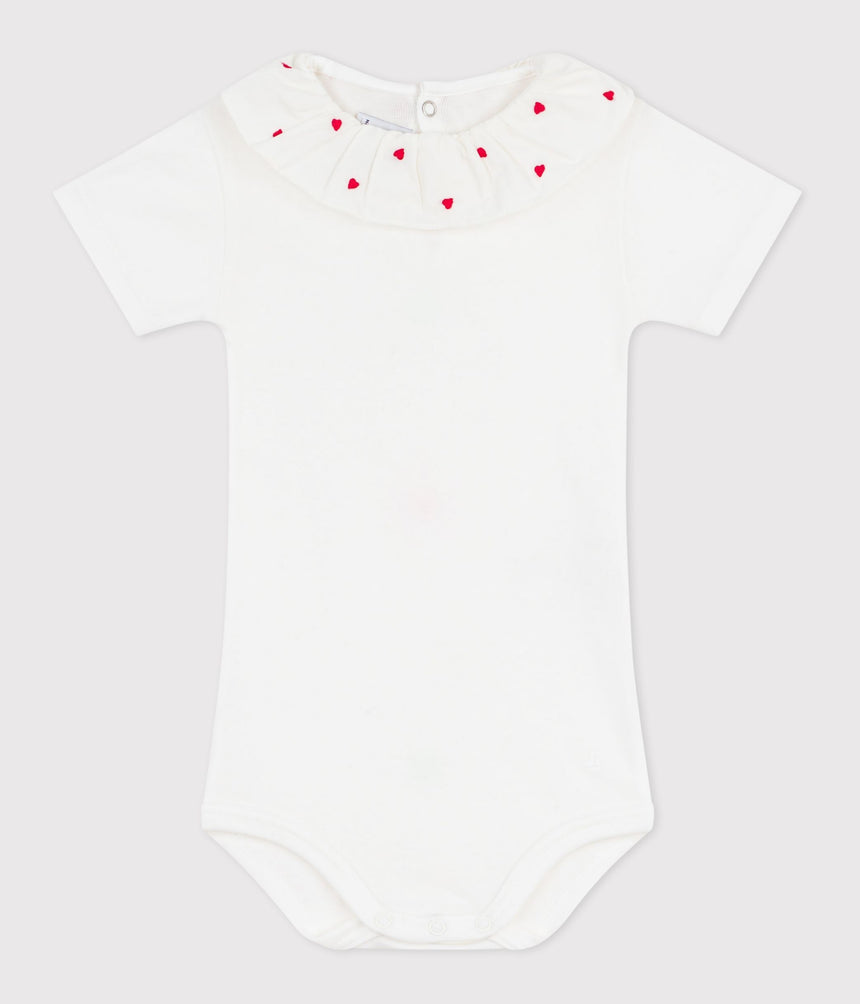 BABIES' PLAIN COTTON BODY WITH AN EMBROIDERED COLLAR