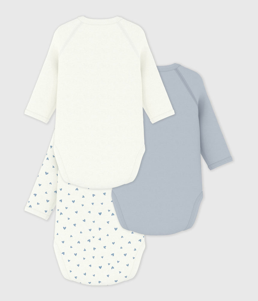 PACK OF BABIES' LONG-SLEEVED PRINTED COTTON WRAPOVER BODIES