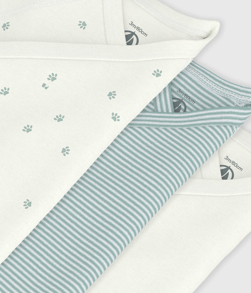 PACK OF BABIES' SHORT-SLEEVED PRINTED COTTON WRAPOVER BODIES