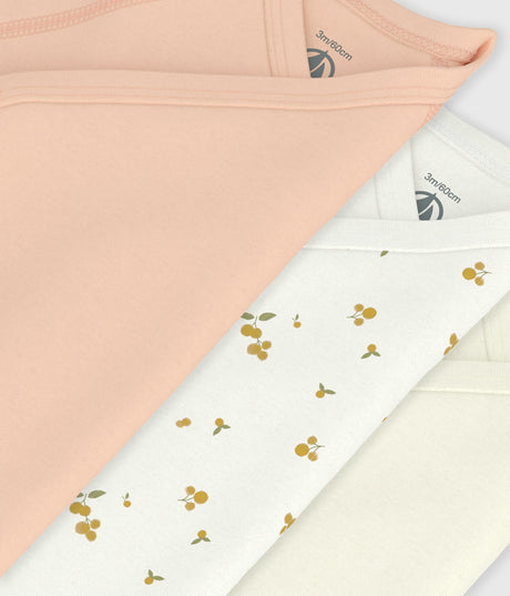 PACK OF BABIES' SHORT-SLEEVED PRINTED COTTON WRAPOVER BODIES