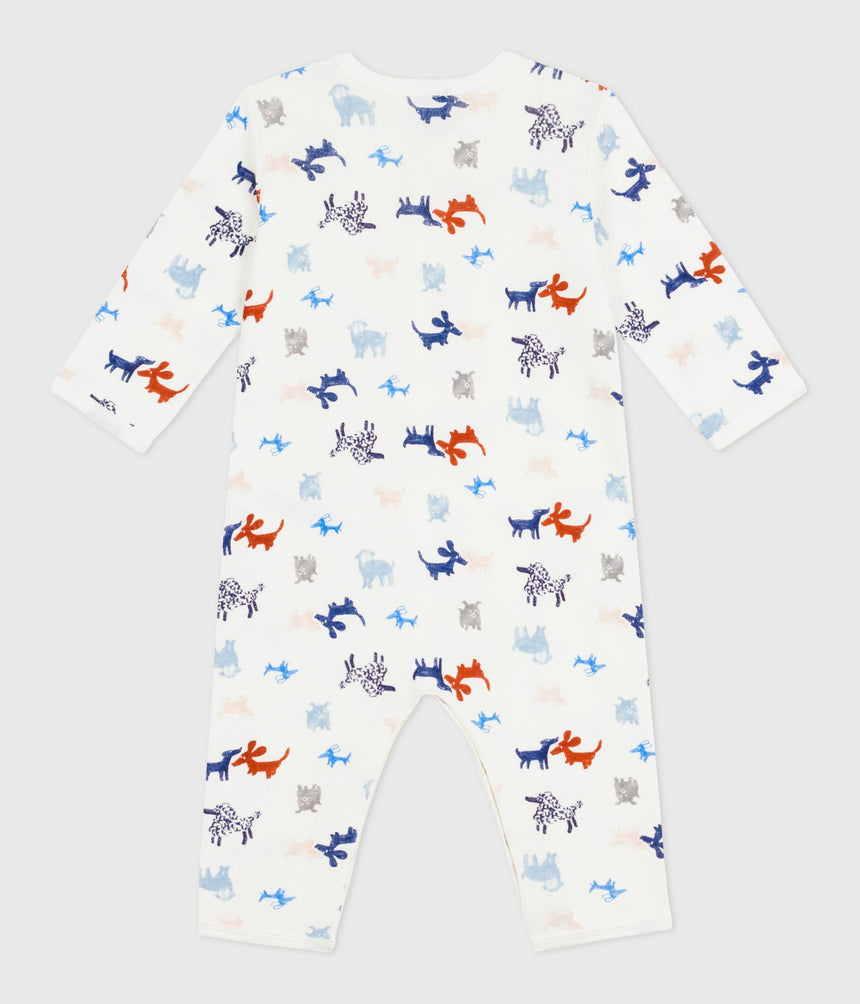 BABIES' FOOTLESS DOG PRINT COTTON PYJAMA SUIT