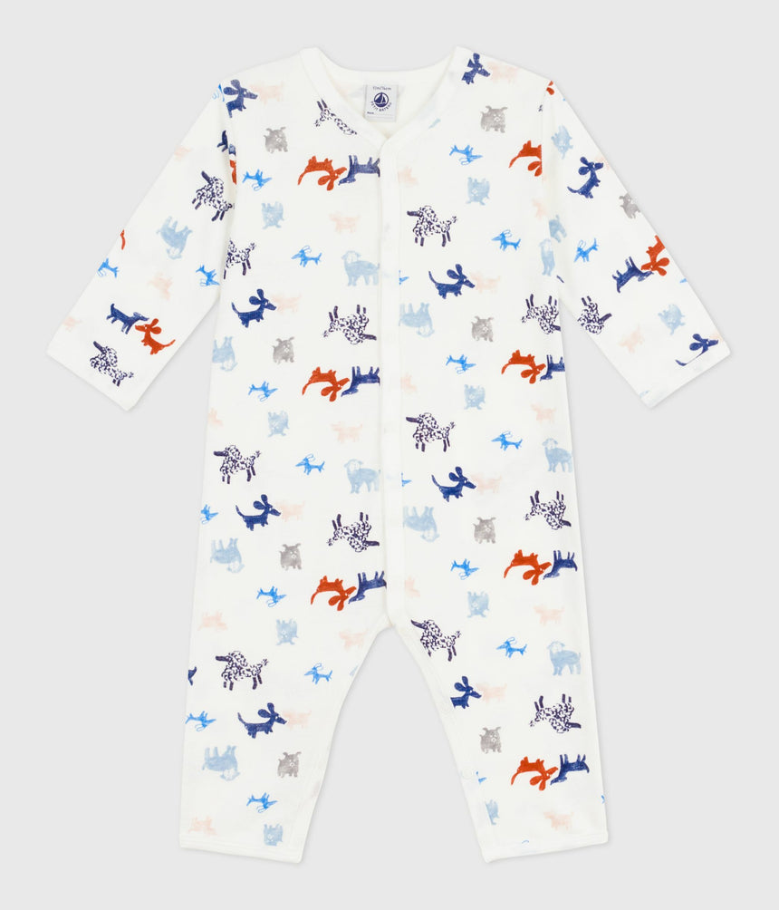 BABIES' FOOTLESS DOG PRINT COTTON PYJAMA SUIT