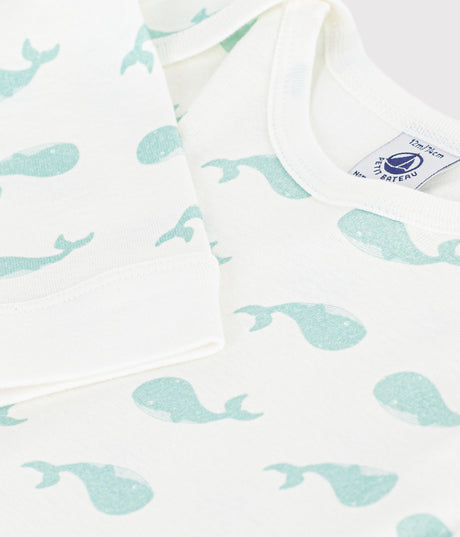 BABIES' FOOTLESS WHALE PRINT COTTON PYJAMAS