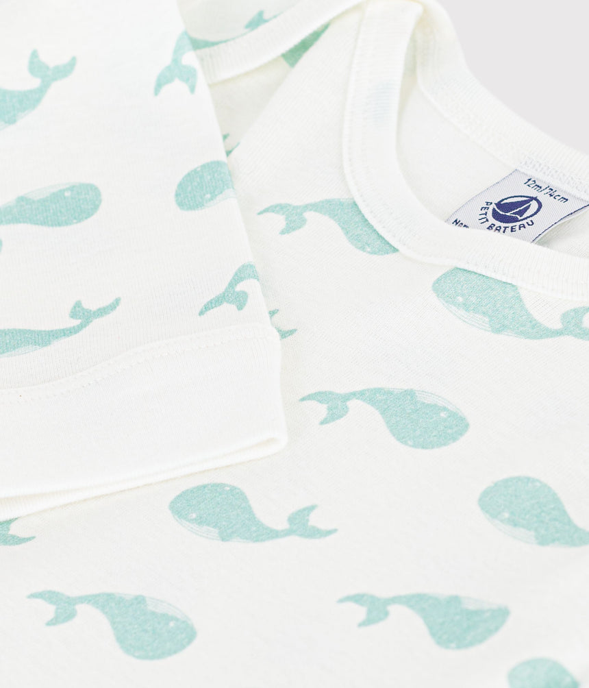 BABIES' FOOTLESS WHALE PRINT COTTON PYJAMAS