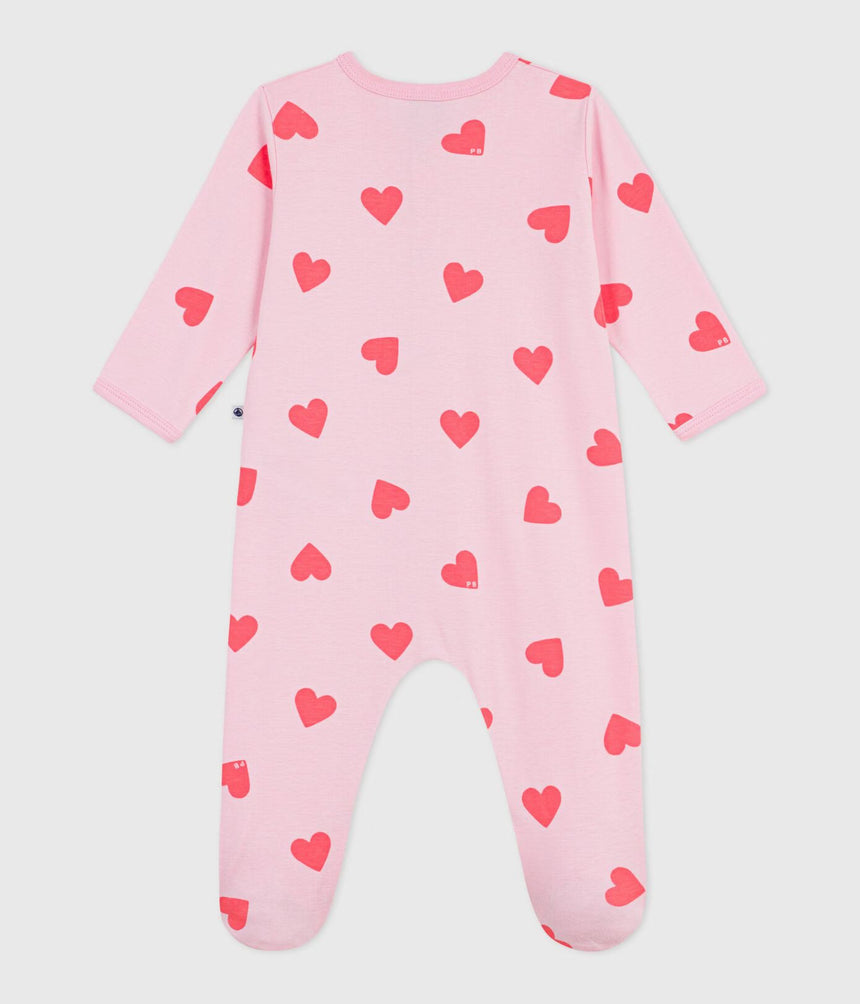 BABIES' HEART-PRINT COTTON PYJAMA SUIT