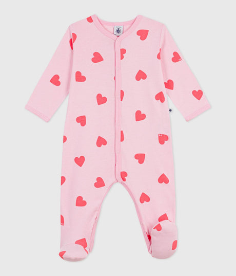 BABIES' HEART-PRINT COTTON PYJAMA SUIT