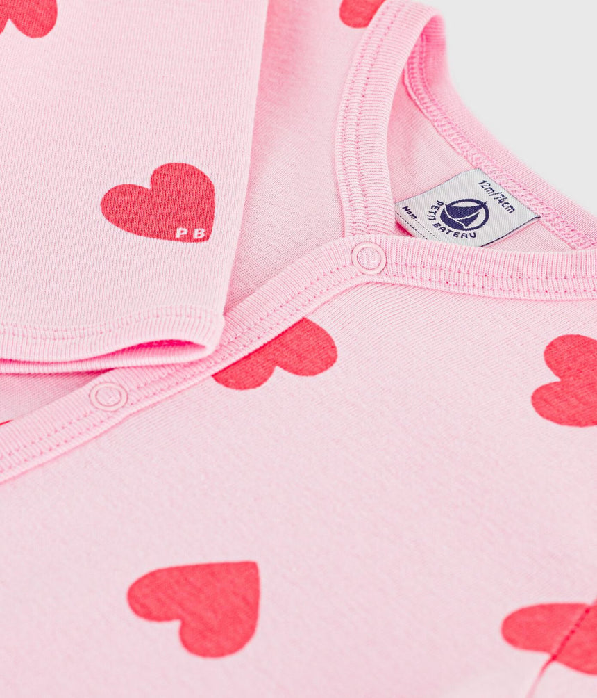 BABIES' HEART-PRINT COTTON PYJAMA SUIT