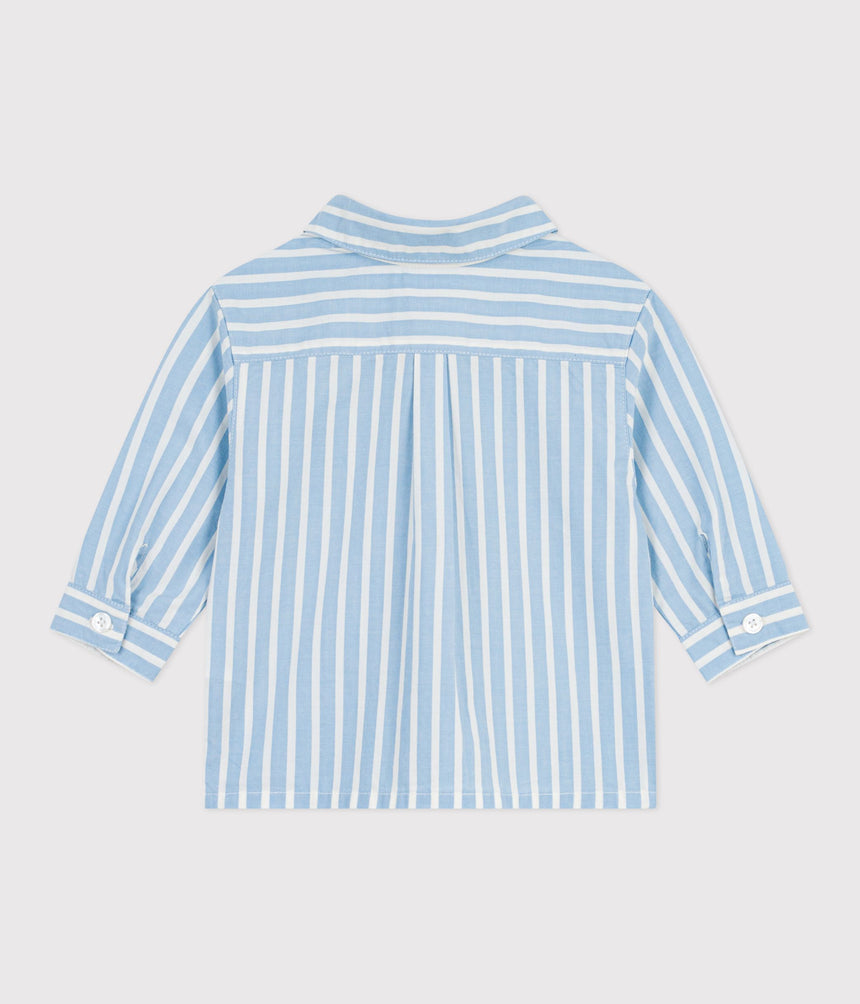 BABIES' LONG-SLEEVED STRIPY COTTON SHIRT