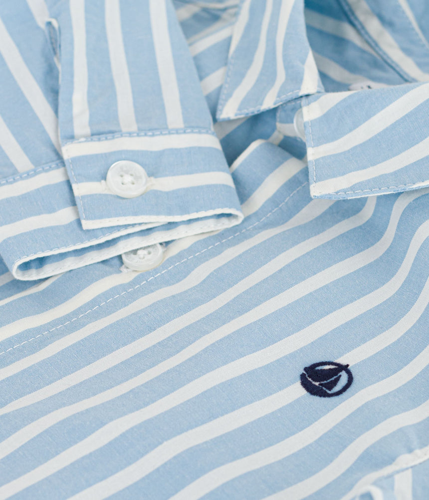 BABIES' LONG-SLEEVED STRIPY COTTON SHIRT