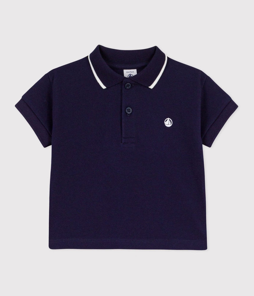 BABIES' SHORT-SLEEVED PLAIN COTTON POLO SHIRT