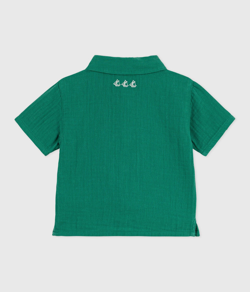 PLAIN, SHORT-SLEEVED COTTON BABY SHIRT