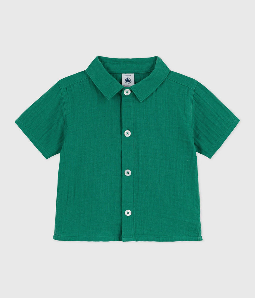PLAIN, SHORT-SLEEVED COTTON BABY SHIRT