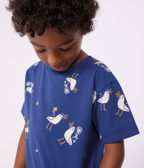 CHILDREN'S SHORT-SLEEVED SEAGULL PRINT COTTON T-SHIRT
