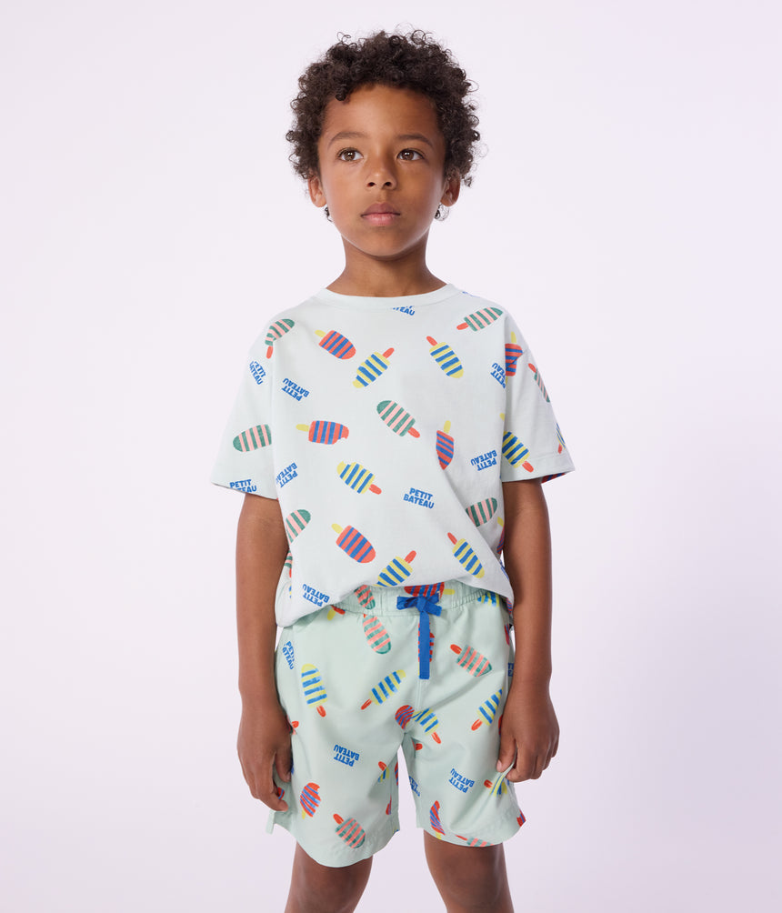 CHILDREN'S SHORT-SLEEVED SEAGULL PRINT COTTON T-SHIRT