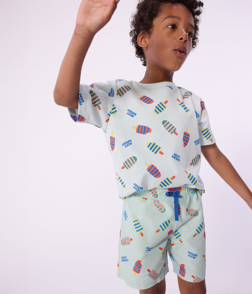 CHILDREN'S SHORT-SLEEVED SEAGULL PRINT COTTON T-SHIRT